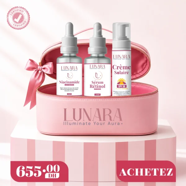 Pack Rituel Aura Lunara – Sérum Rétinol 50 ml, Niacinamide 50 ml & Crème Solaire SPF 30
